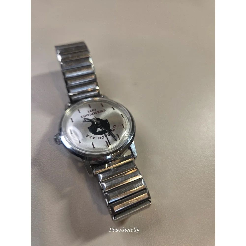 Vtg Colorado AAA Champions 1971 Automatic Watch Mens‎ Silver Dial